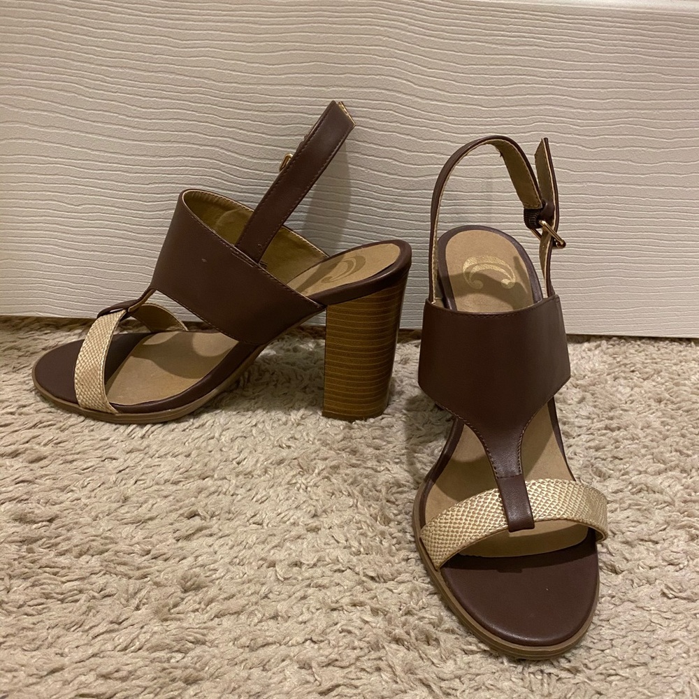 Brown and taupe sandals